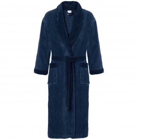 Herenbadjas Huntington,navy,blauw,kraag,velours,piping,vandyck
